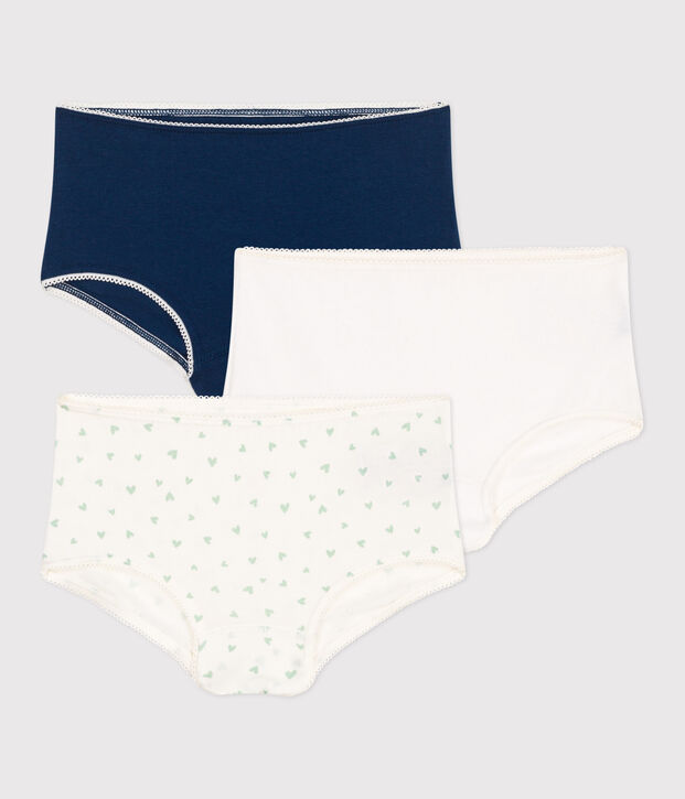 Lot de 3 shorties enfant en coton et &eacute;lasthanne imprim&eacute; c&oelig;urs multicouleur