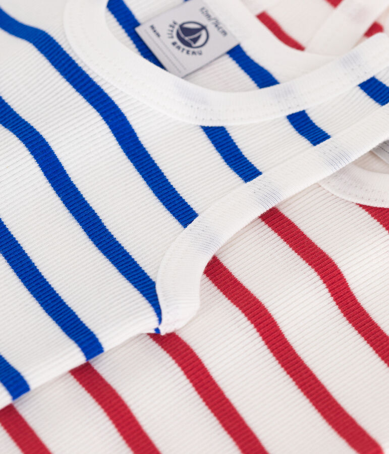 Lot de 2 bodies sans manches en coton &agrave; rayures b&eacute;b&eacute; multicouleur