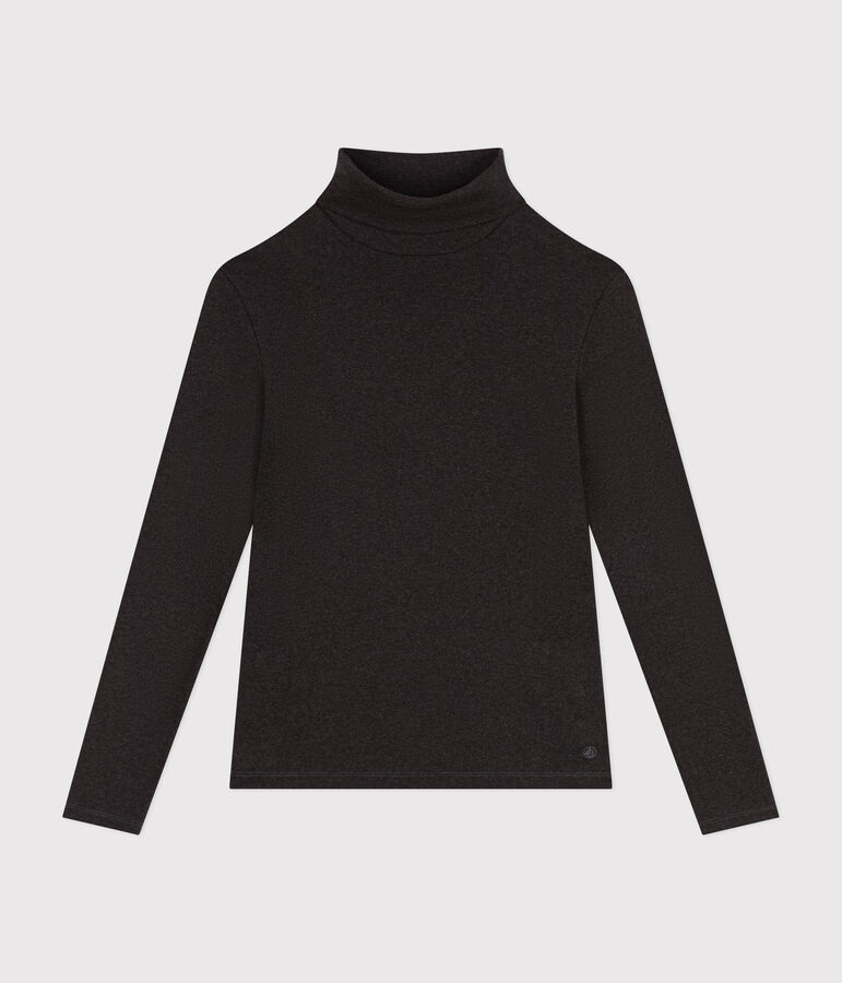 L'Iconique, katoenen T-shirt met rolkraagje voor dames grijs