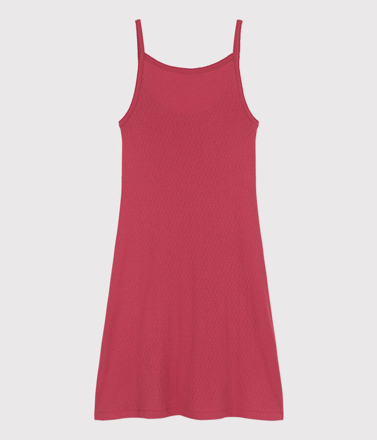 Nuisette unie en coton ajour&eacute; femme rose