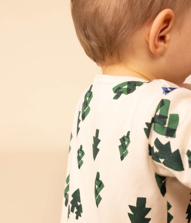 Pyjama b&eacute;b&eacute; sapins en molleton &eacute;cru/multicouleur