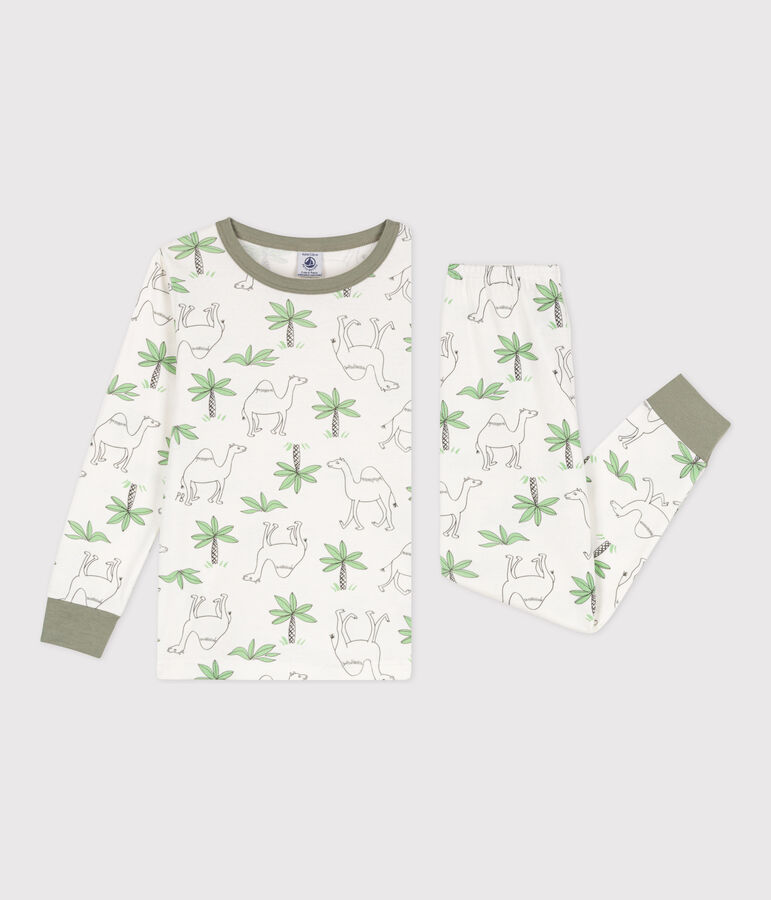 Pyjama dromadaires en coton enfant blanc MARSHMALLOW/blanc MULTICO