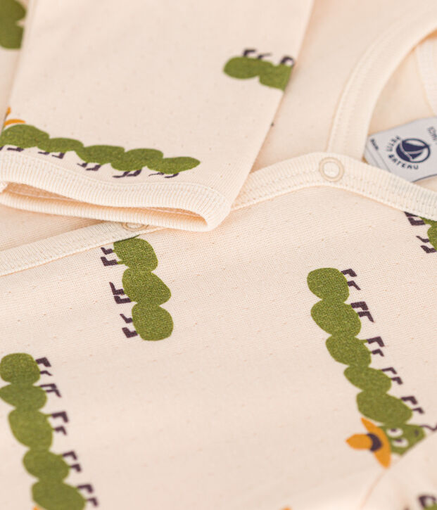 Katoenen pyjama met dierenprint voor baby's ecru/multicouleur