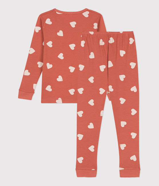 Pyjama ajusté cœur en coton enfant rose BRANDY/blanc MARSHMALLOW