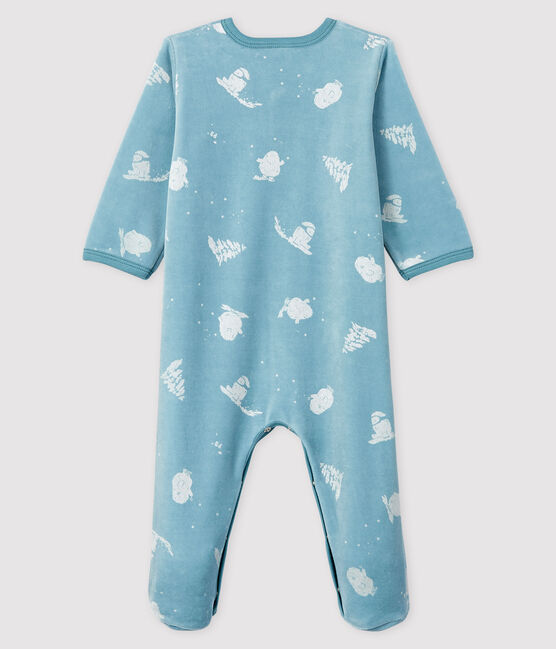 Fluwelen yeti slaappakje babyjongen blauw BRUME/ MARSHMALLOW