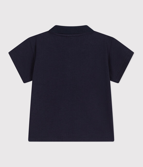 Effen katoenen babypolo met korte mouwen blauw SMOKING