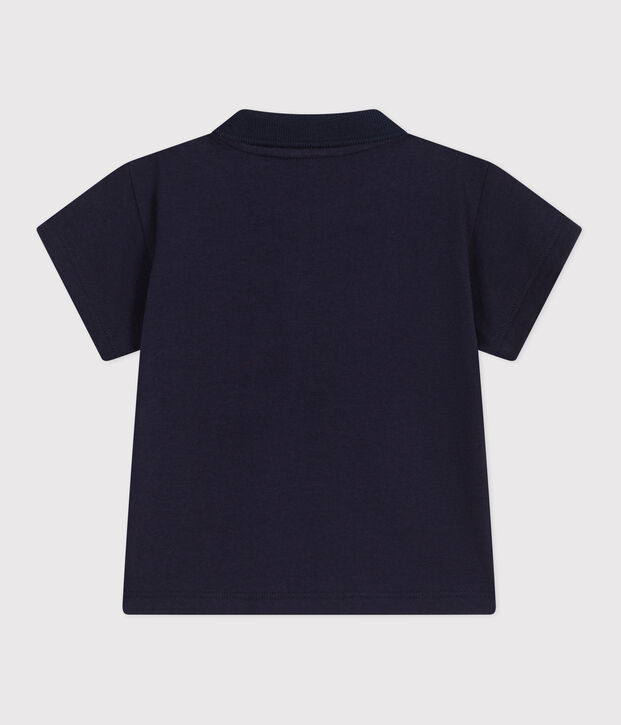 Polo b&eacute;b&eacute; en coton manches courtes uni bleu marine