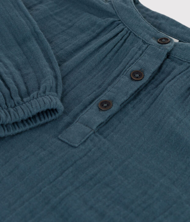 Meisjesjurk met lange mouwen in zacht katoen grijs