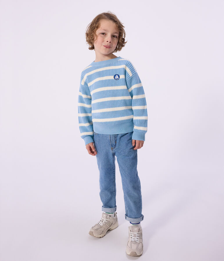 Gebreide kindertrui blauw FLO/ MILK