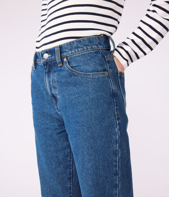 Rechte spijkerbroek voor dames blauw DENIM MOYEN