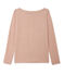 Dames T-shirt met lange mouwen in gelakt linnen roze ROSE/grijs ARGENT