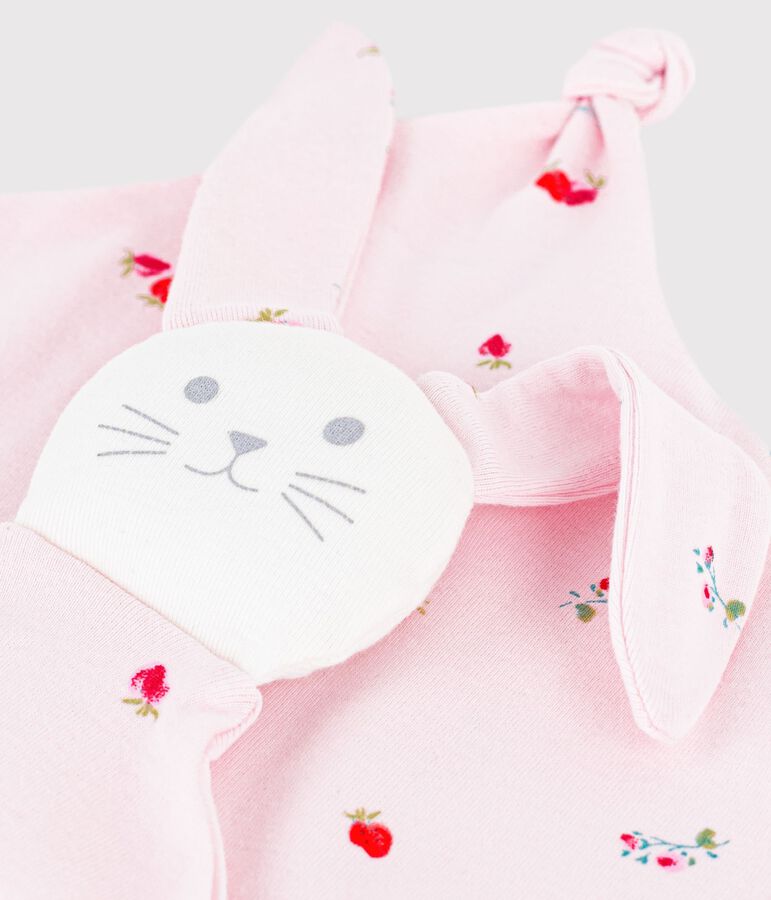 Doudou b&eacute;b&eacute; en coton imprim&eacute; fleuri rose/multicouleur