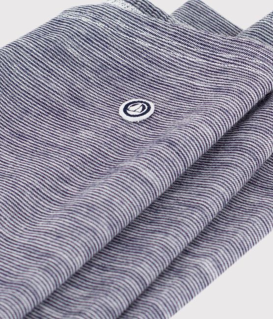 Kinderlegging van wol en katoen met strepen blauw SOIR/ MARSHMALLOW