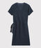 Robe manches courtes femme en lin naturel irisé bleu SMOKING/rose COPPER