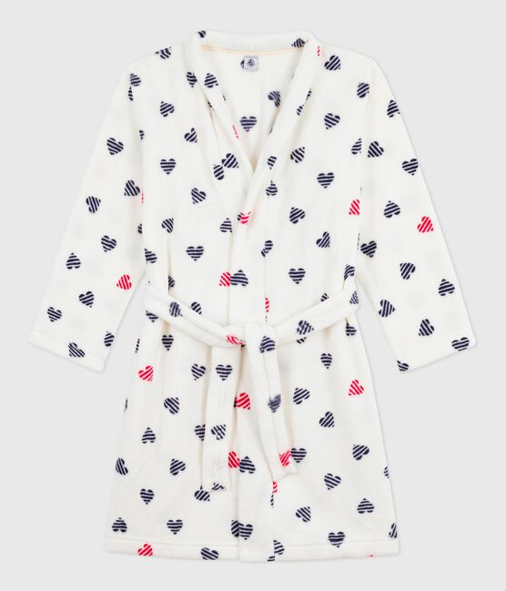 Robe de chambre enfant en polaire imprimé blanc MARSHMALLOW/blanc MULTICO