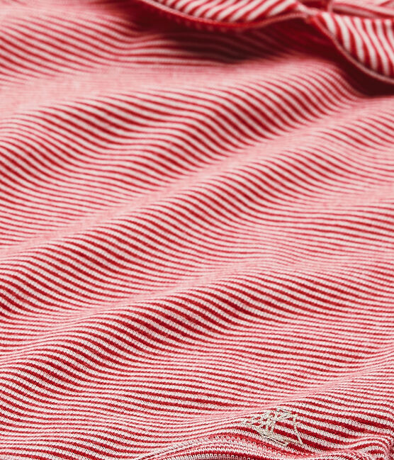 Body bébé fille à col rayé rouge TERKUIT/blanc MARSHMALLOW