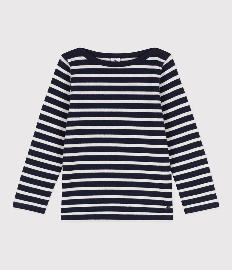 Marini&egrave;re iconique en coton enfant fille bleu/gris