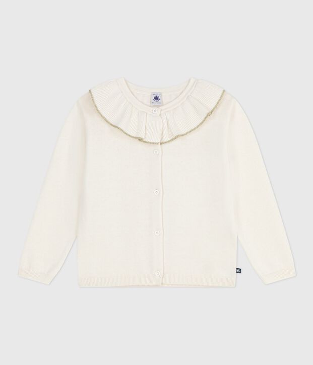 Effen cardigan van katoenen en wol voor kinderen wit/grijs