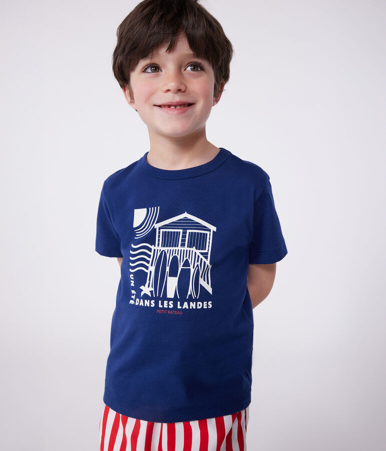 Teeshirt enfant en coton manches courtes imprim&eacute; bleu