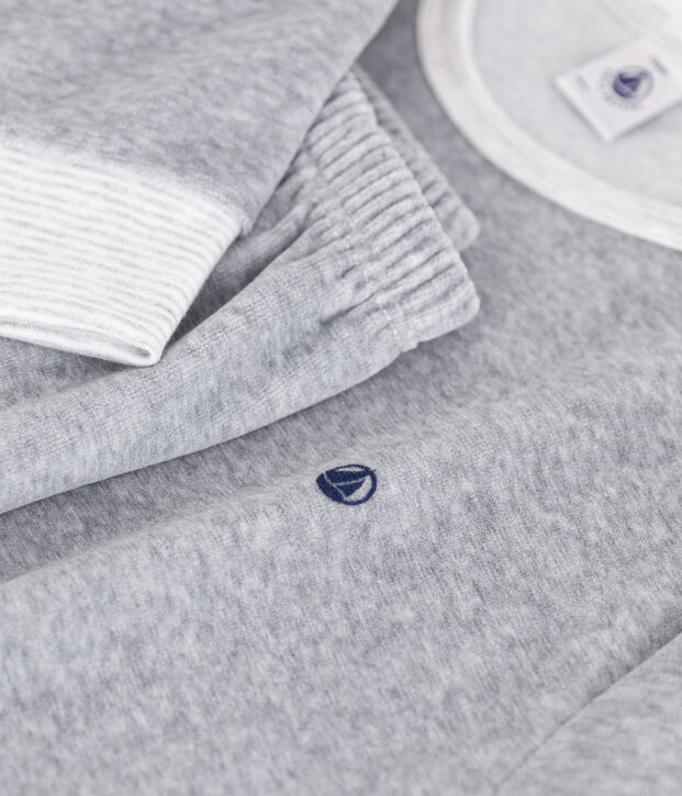 Effen fluwelen pyjama voor kinderen CALCE = FUMEE CHINE
