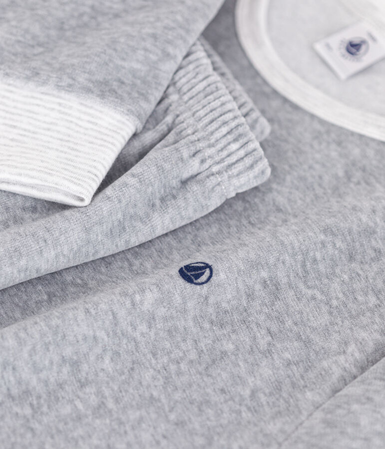 Pyjama uni en velours junior CALCE = FUMEE CHINE