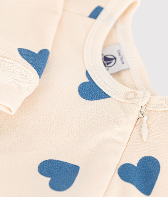 Pyjama en molleton gratté imprimé cœurs bébé bleu AVALANCHE/ BEACH