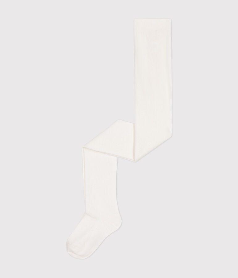 Collants enfant en coton unis blanc MARSHMALLOW