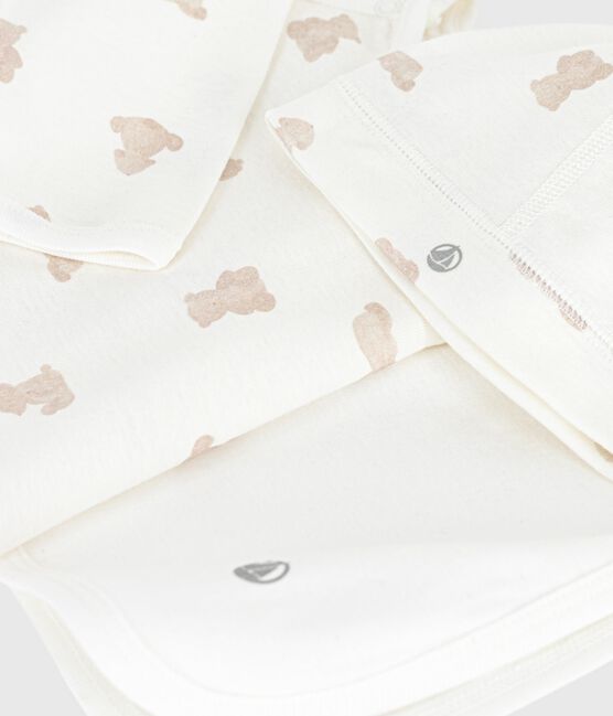 Coffret cadeau bébé en coton imprimé MARSHMALLOW/ BRUN
