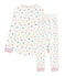 Meisjespyjama met hoge tailleband van dubbelzijdig jersey wit MARSHMALLOW/wit MULTICO