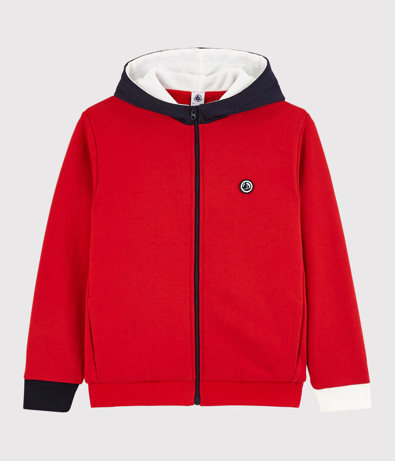 Sweatshirt met capuchon jongens kinderen rood/blauw