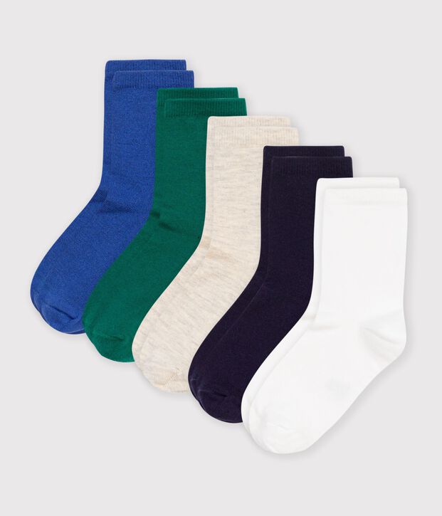 5 paires de chaussettes enfant en coton unies multicouleur