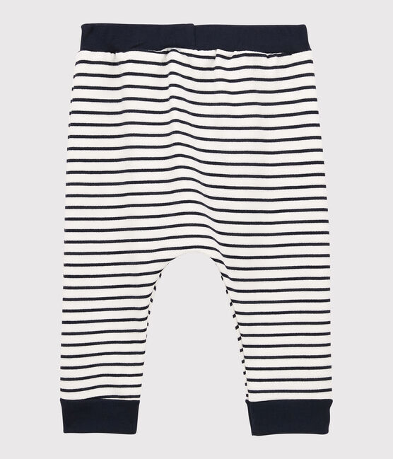 Molton broek voor baby's. wit MARSHMALLOW/blauw SMOKING