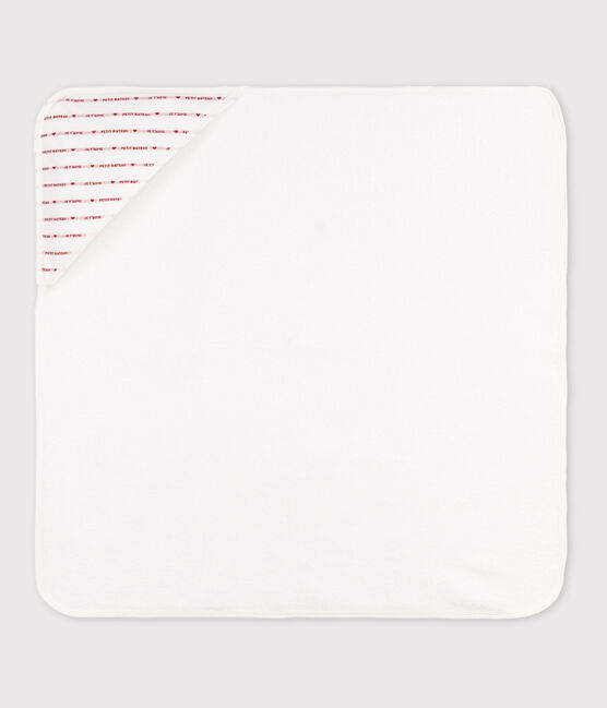 Carré de bain bébé en coton blanc MARSHMALLOW/rouge TERKUIT