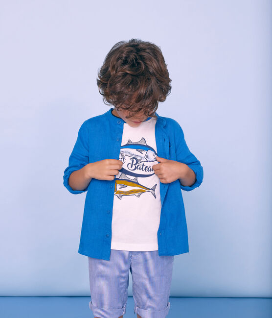T-shirt met korte mouwen voor jongens wit MARSHMALLOW