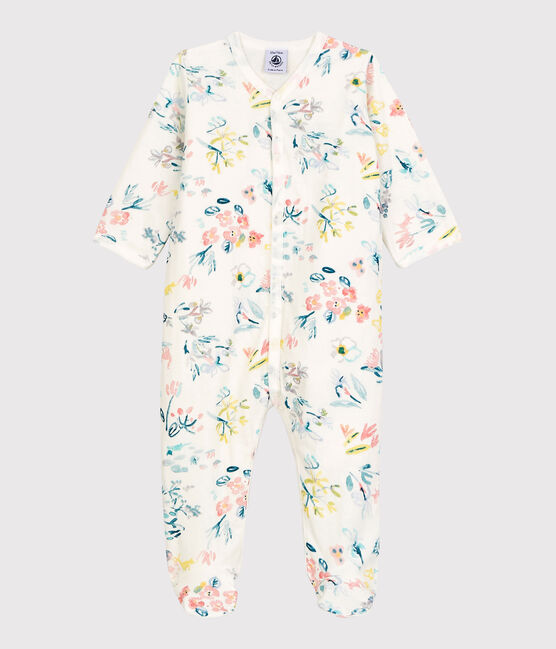Dors-bien fleuri bébé fille en tubique blanc MARSHMALLOW/blanc MULTICO