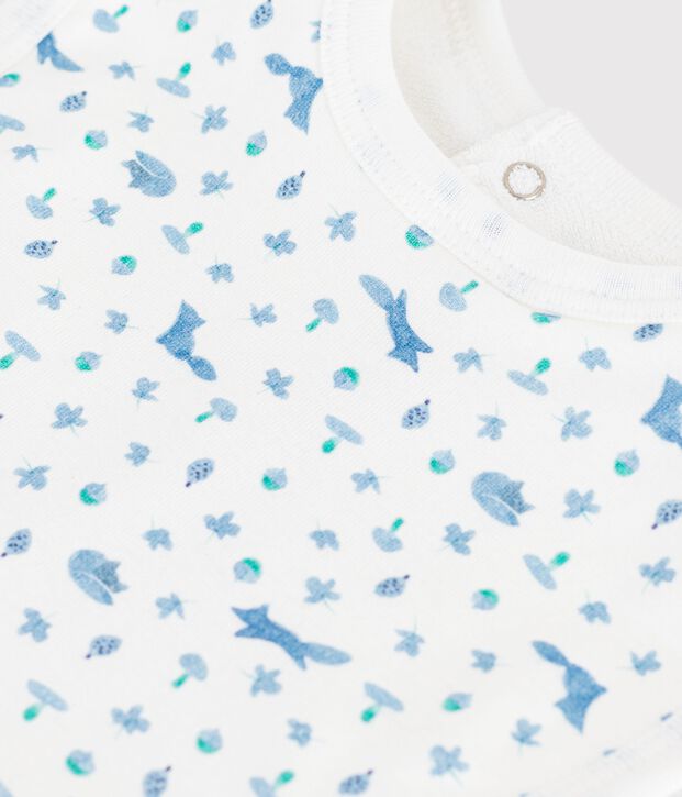 Katoenen slabbetje met print voor baby's wit/blauw
