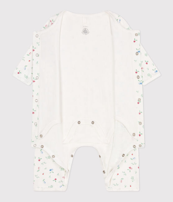 Bodyjama bébé en coton sans pieds fruits blanc MARSHMALLOW/blanc MULTICO