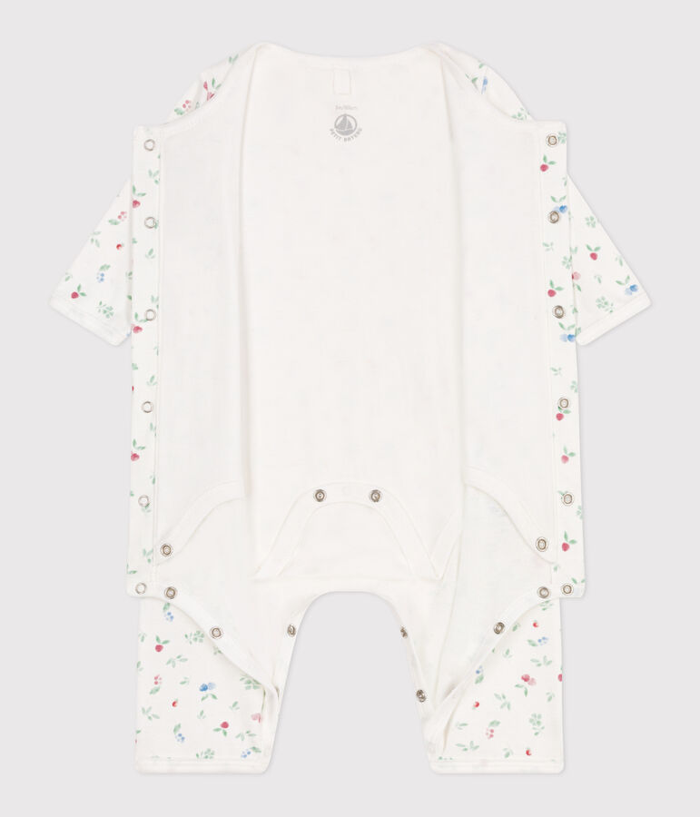 Bodyjama b&eacute;b&eacute; en coton sans pieds fruits blanc/multicouleur