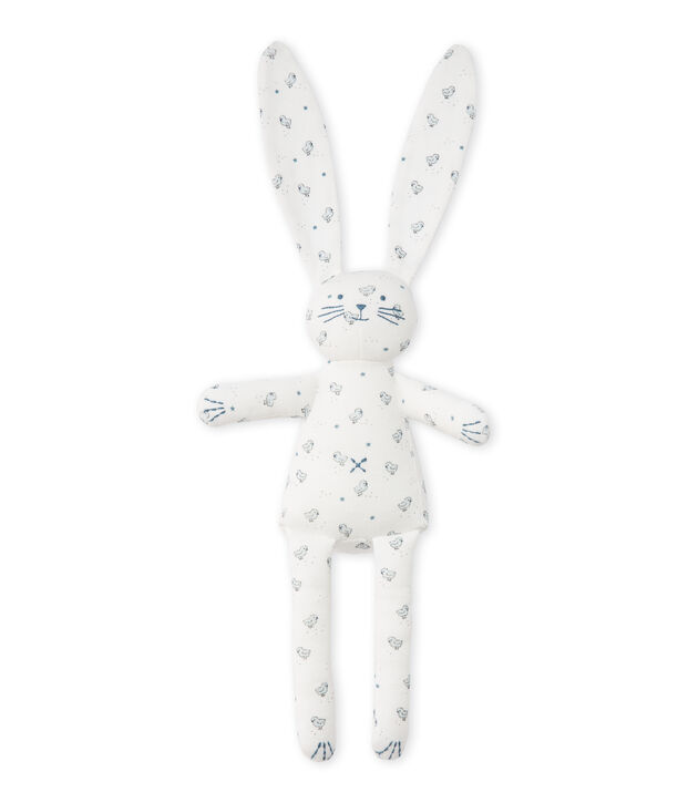 Doudou lapin b&eacute;b&eacute; mixte imprim&eacute; blanc/multicouleur