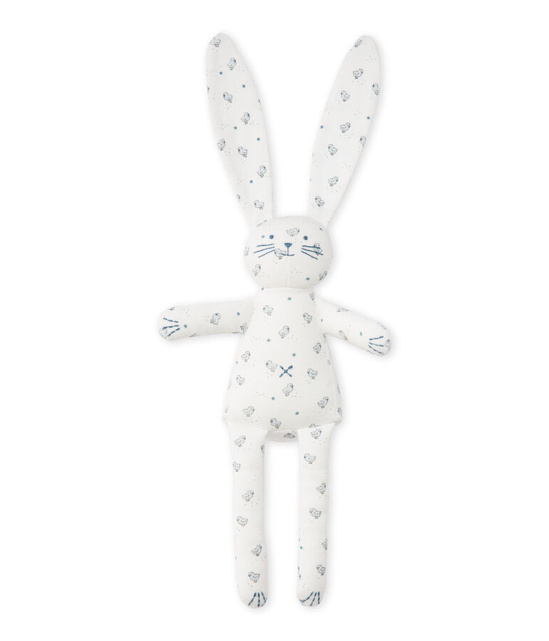 Doudou lapin b&eacute;b&eacute; mixte imprim&eacute; blanc/multicouleur