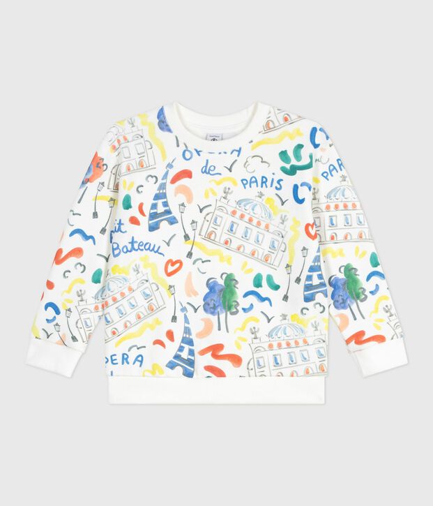 Katoenen sweatshirt met print voor kinderen wit/multicouleur