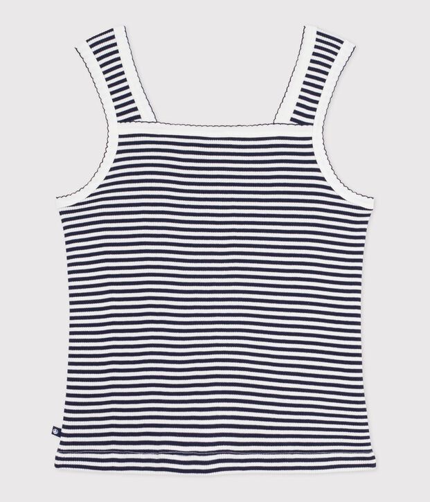 D&eacute;bardeur femme en coton &agrave; rayures bleu/blanc
