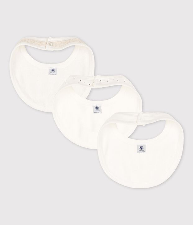 Lot de 3 bavoirs b&eacute;b&eacute; en coton biologique multicouleur