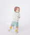 Katoenen T-shirt met korte mouwen en bootjesprint voor baby's wit MARSHMALLOW/ ORGE