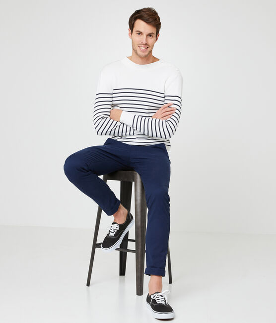 Pull marin homme blanc MARSHMALLOW/bleu SMOKING
