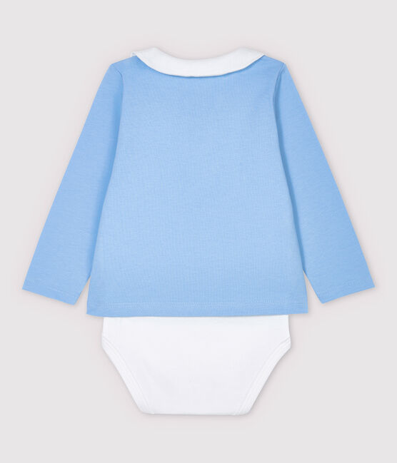 Overhemdbody voor babyjongens met kraag blauw JASMIN