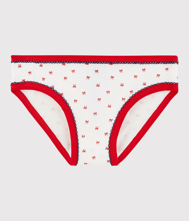 Katoenen onderbroekje voor meisjes wit/rood