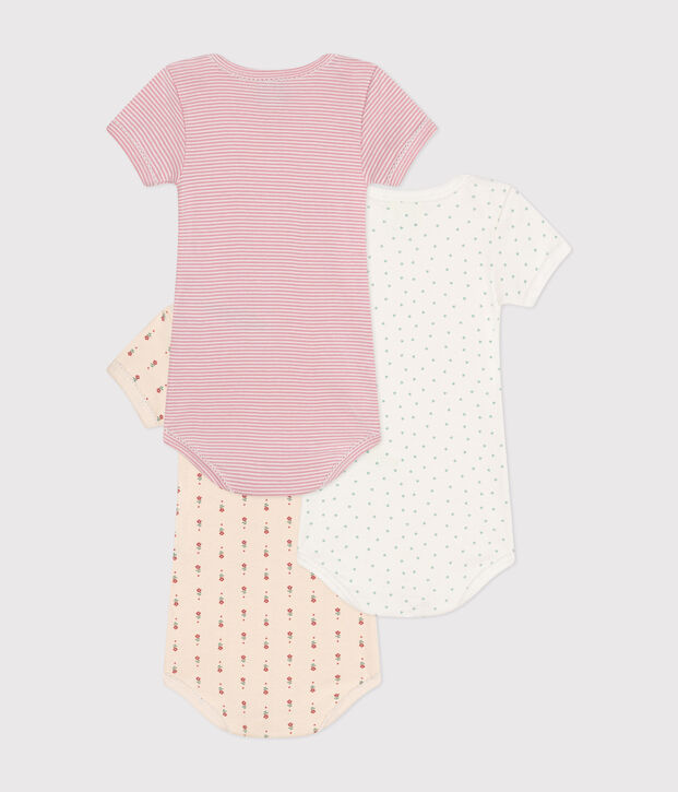 Set van 3 katoenen body's met korte mouwen voor baby's multicouleur