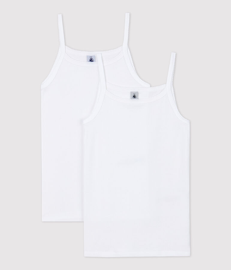 Lot de 2  chemises &agrave; bretelles blanches fille multicouleur