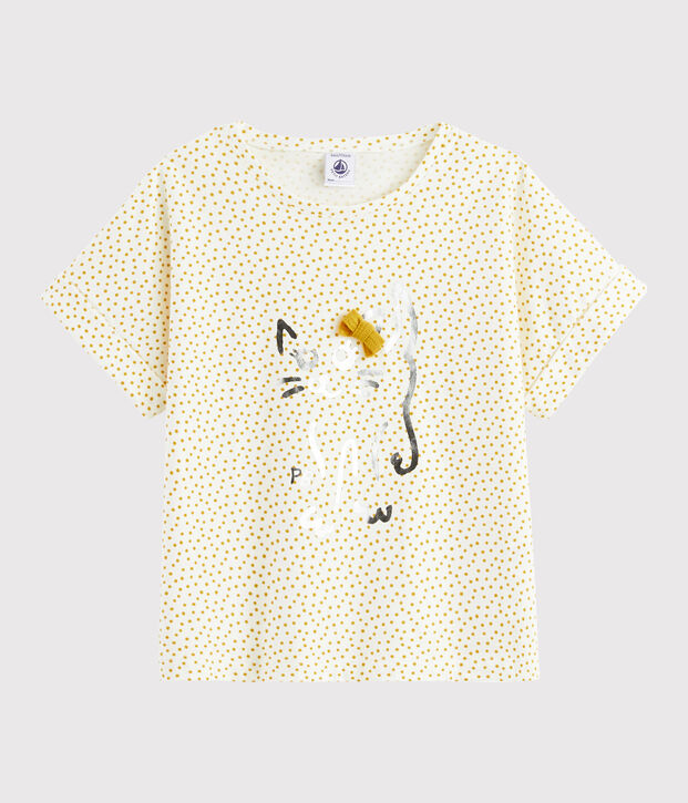 Tee-shirt imprim&eacute; enfant fille blanc/jaune